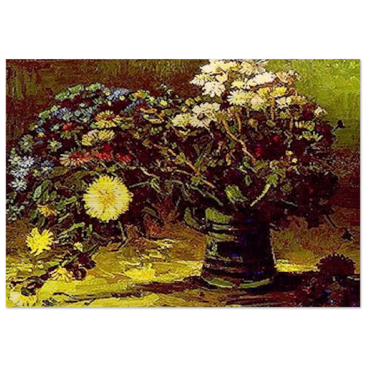 Vase with Daisies - Vincent van Gogh Brushed Aluminum Print - 70x100 cm / 28x40 inches | Vincent van Gogh Aluminum Print | Vincent van Gogh Prints