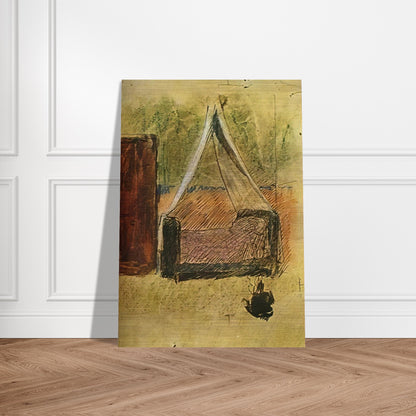 Bed with mosquito nets - Pablo Picasso Brushed Aluminum Print - 70x100 cm / 28x40 inches | Pablo Picasso Aluminum Print | Pablo Picasso Prints