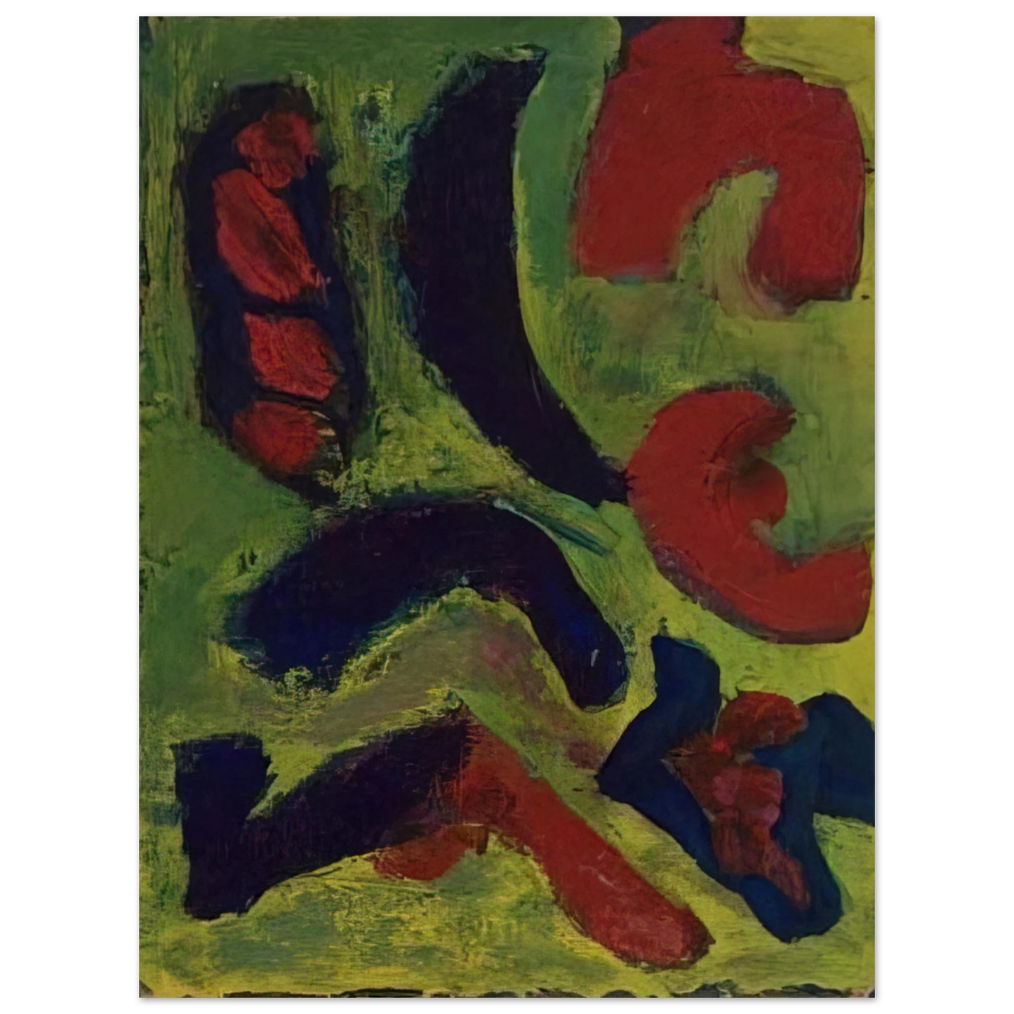Barnett Newman - Abstract Composition in Green and Red  75x100 cm / 30x40inches Fine Art Poster