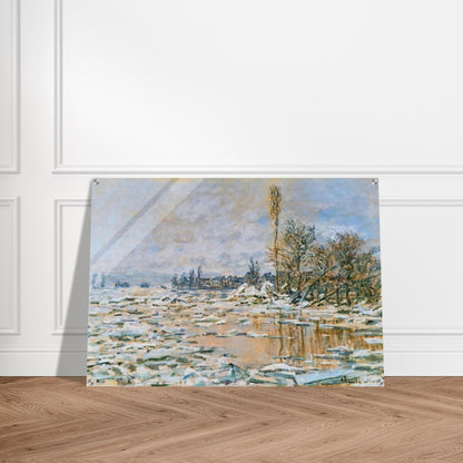Breakup of Ice, Lavacourt, Grey Weather - claude monet Acrylic Print - 70x100 cm / 28x40″ inches | claude monet Wall Art | claude monet Prints