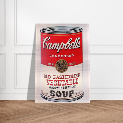 Campbell's Soup Can  Old Fashioned Vegetable  - Andy Warhol Brushed Aluminum Print - 70x100 cm / 28x40 inches | Andy Warhol Aluminum Print | Andy Warhol Prints