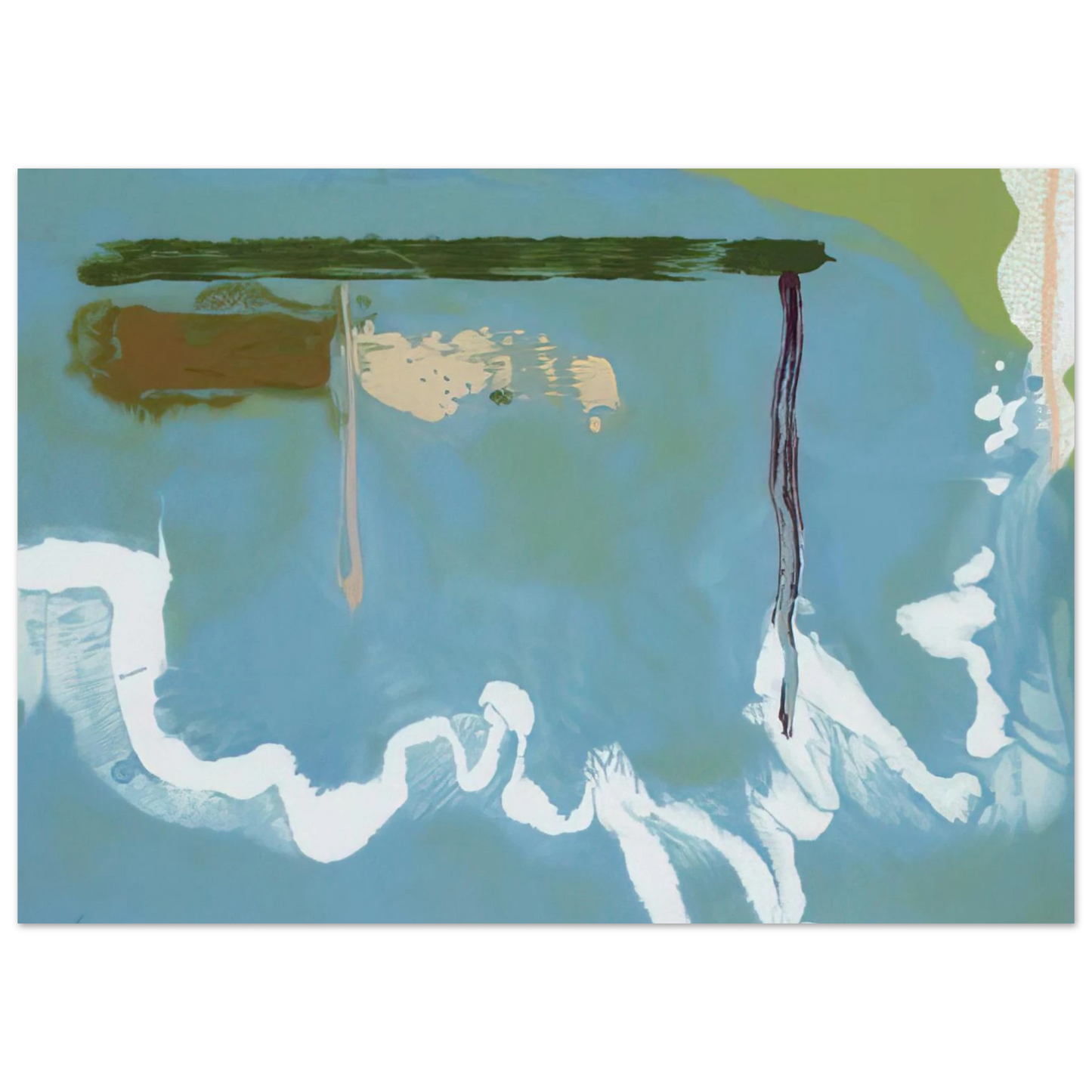 Helen Frankenthaler - Skywriting - 1997 Wall art - 28x43  cm / XL (11x17 inches) - Premium Wooden Framed Poster With Fine Art Paper-canvas - Wood frame