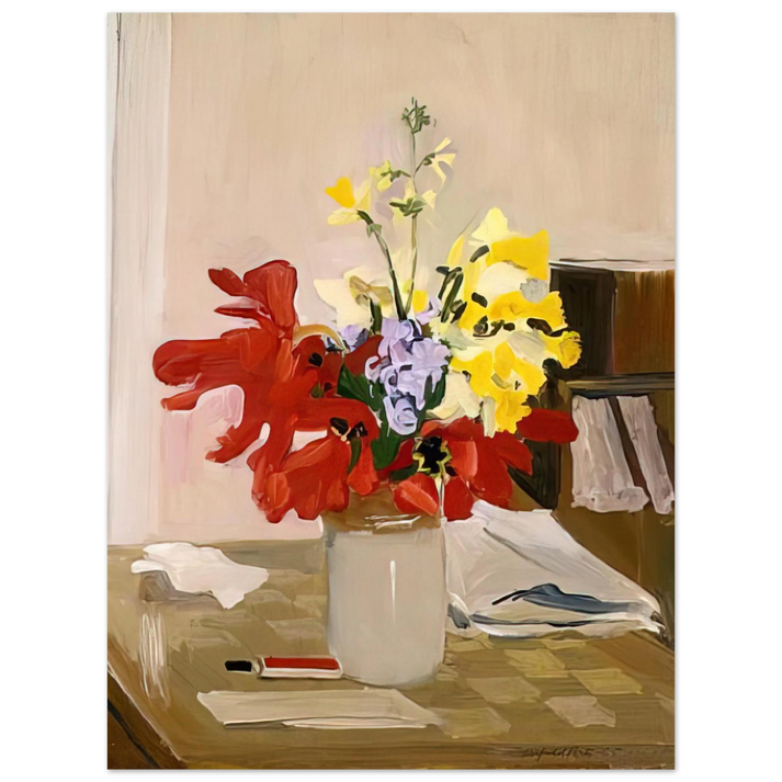 Fairfield Porter - ANEMONE AND DAFFODIL 1965  75x100 cm / 30x40inches Fine Art Poster