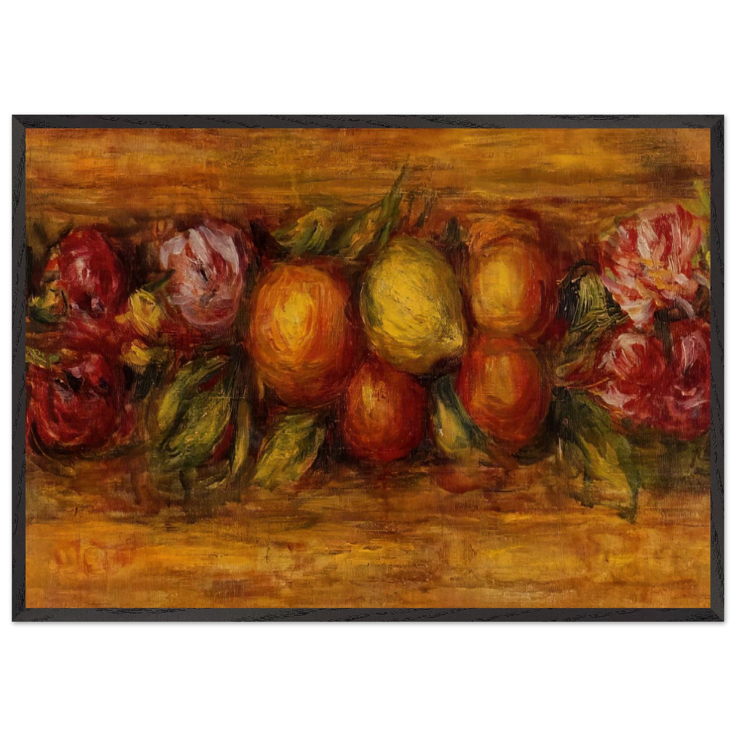 Garland of Fruit and Flowers - Pierre-Auguste Renoir 70x100 cm / 28x40 inches Framed Art Print – Black Wooden Frame