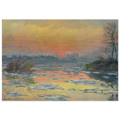 Sunset on the Seine in Winter - claude monet Brushed Aluminum Print - 70x100 cm / 28x40 inches | claude monet Aluminum Print | claude monet Prints