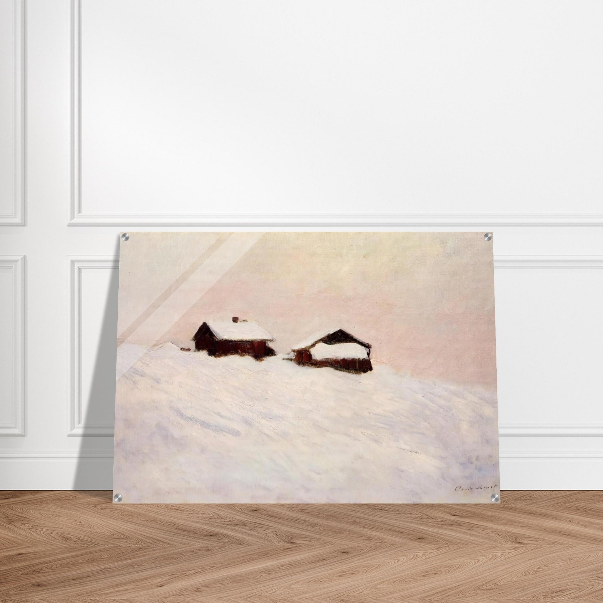 Houses in the Snow - claude monet Acrylic Print - 70x100 cm / 28x40″ inches