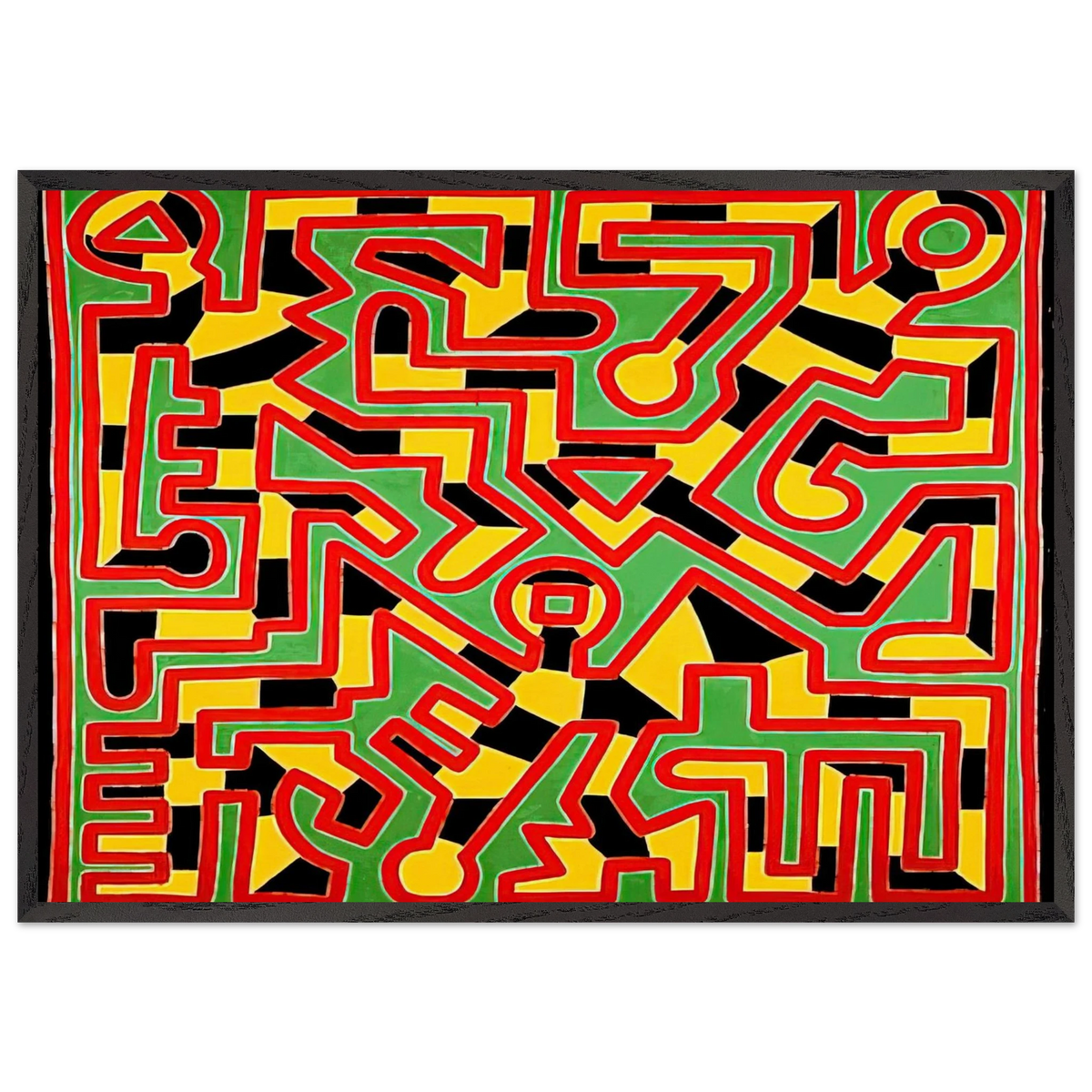 UNTITLED 1988 N5 - Keith Haring 70x100 cm / 28x40 inches Framed Art Print – Black Wooden Frame