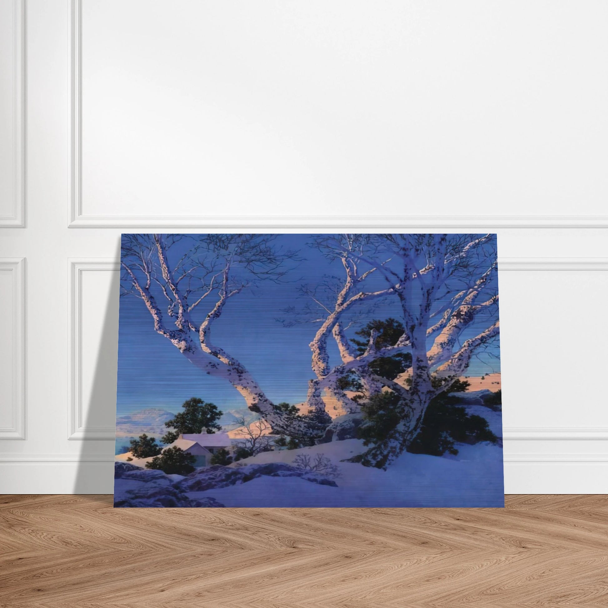 Birches in Winter - Maxfield Parrish Brushed Aluminum Print - 70x100 cm / 28x40 inches | Maxfield Parrish Aluminum Print | Maxfield Parrish Prints