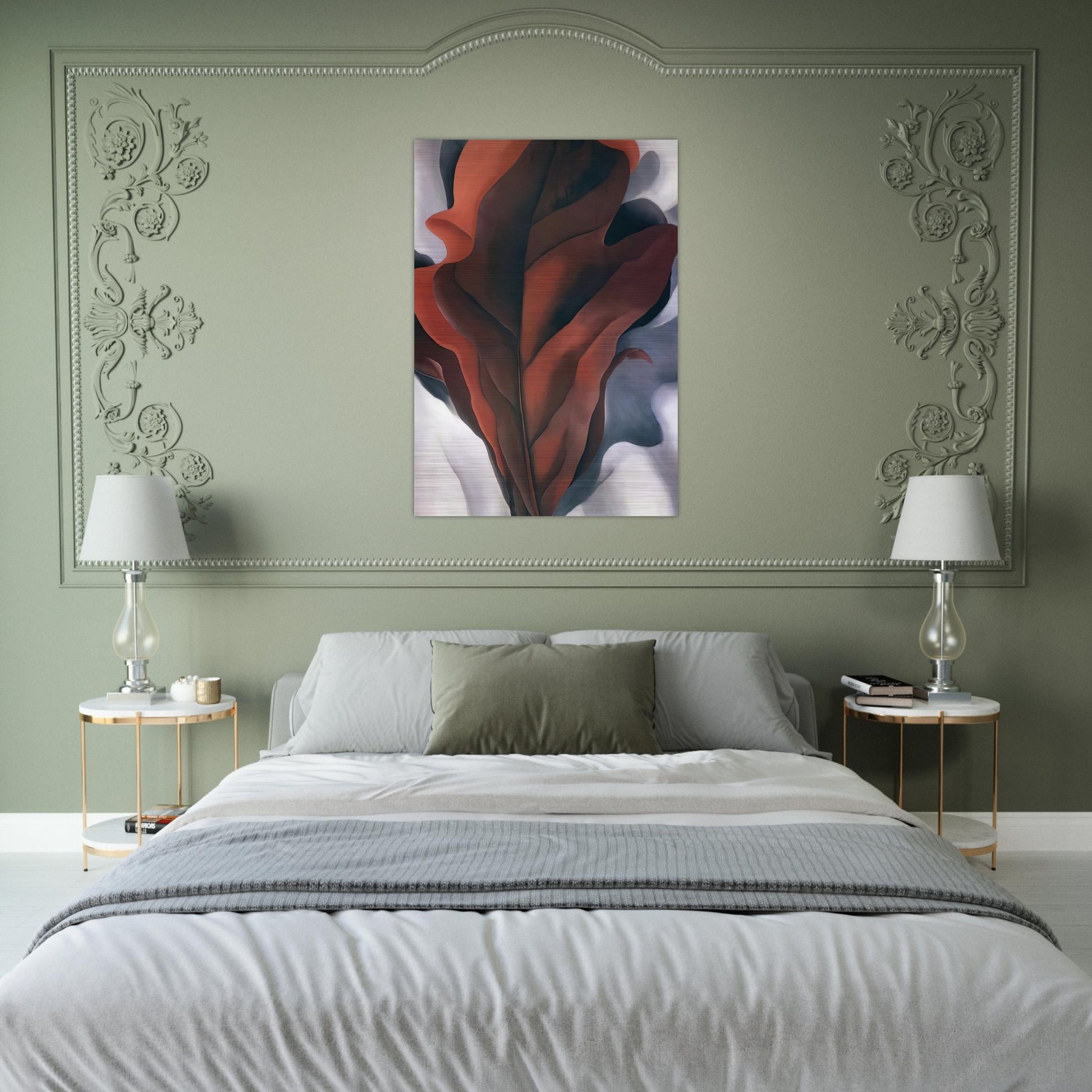 Large Dark Red Leaves on White - Georgia O'Keeffe Brushed Aluminum Print - 70x100 cm / 28x40 inches | Georgia O'Keeffe Aluminum Print | Georgia O'Keeffe Prints