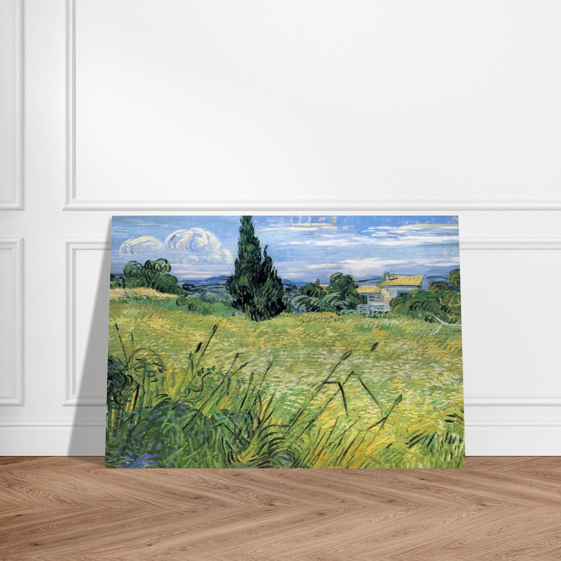 Green Wheat Field with Cypress - Vincent van Gogh Brushed Aluminum Print - 70x100 cm / 28x40 inches | Vincent van Gogh Aluminum Print | Vincent van Gogh Prints