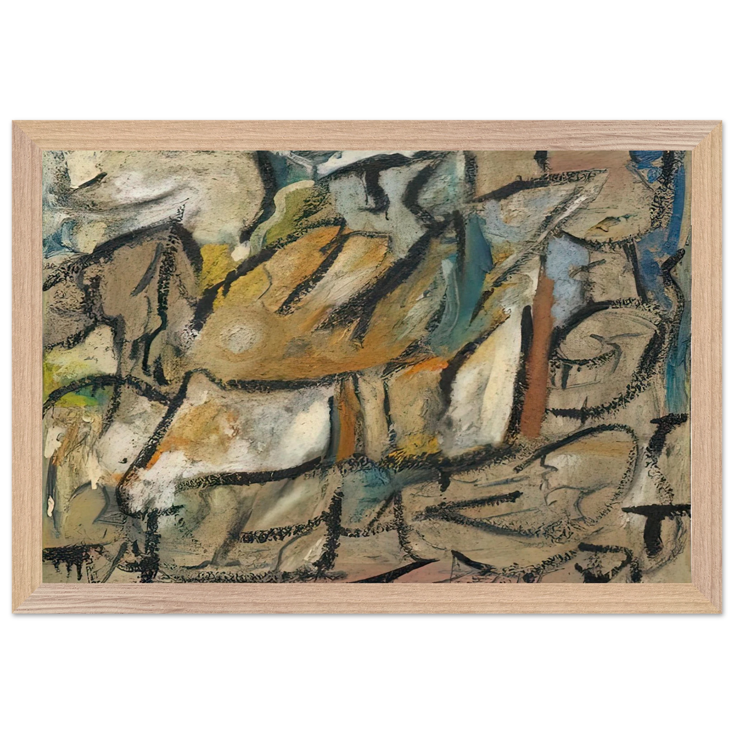 Helen Frankenthaler - August Weather, 1951- Wall Art - 28x40 inches / 70x70 cm - Canvas (Imperial)-canvas - -