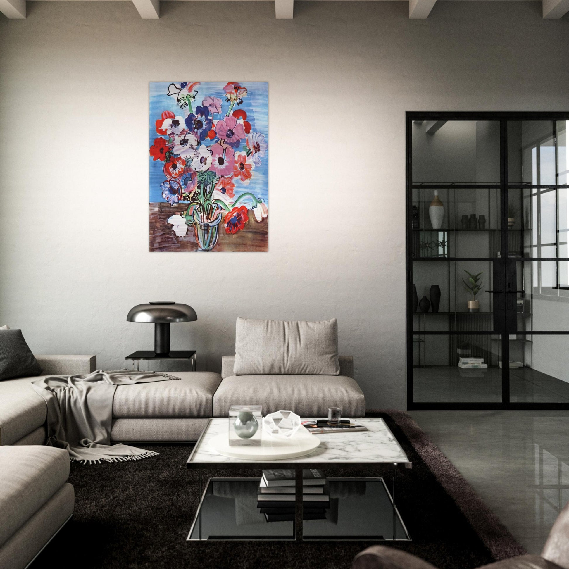 ANEMONES 1937 - Raoul Dufy Brushed Aluminum Print - 70x100 cm / 28x40 inches | Raoul Dufy Aluminum Print | Raoul Dufy Prints