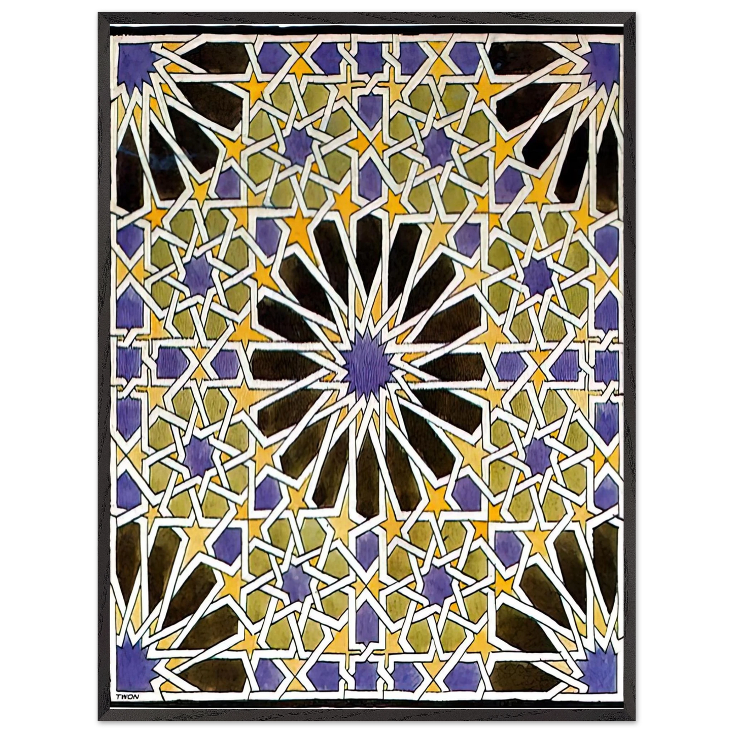 MC Escher - MURAL MOSAIC IN THE ALHAMBRA Wall Art - 30x40 cm / 12x16 inches - Premium Wooden Framed Poster With Fine Art Paper-canvas - Black frame