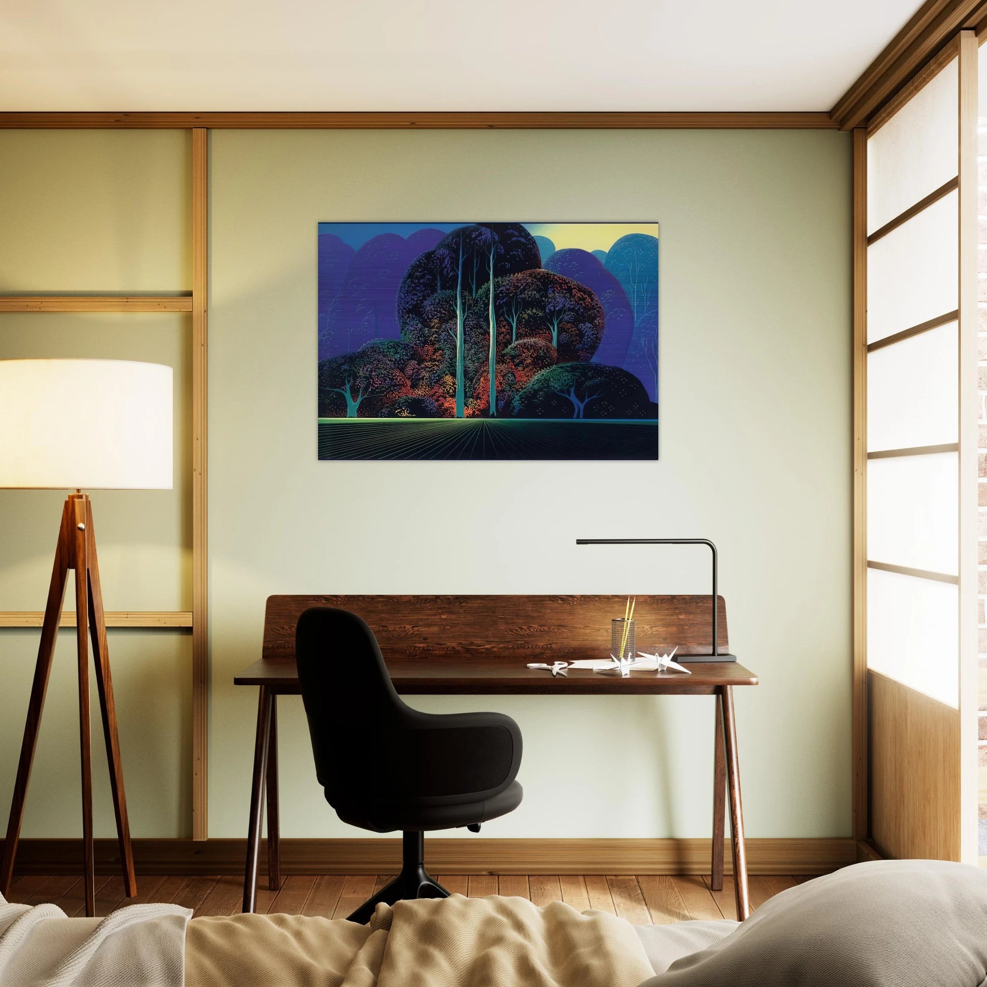 Softening Shades of Twilight - Eyvind Earle Brushed Aluminum Print - 70x100 cm / 28x40 inches | Eyvind Earle Aluminum Print | Eyvind Earle Prints