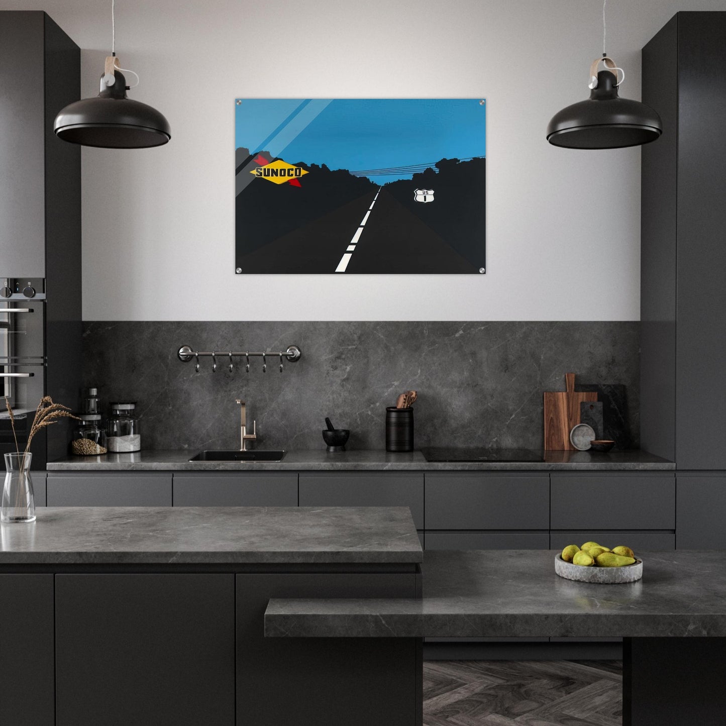 US Highway 1 - Pop Art - Allan D Arcangelo Acrylic Print - 70x100 cm / 28x40″ inches | Allan D Arcangelo Wall Art | Allan D Arcangelo Prints
