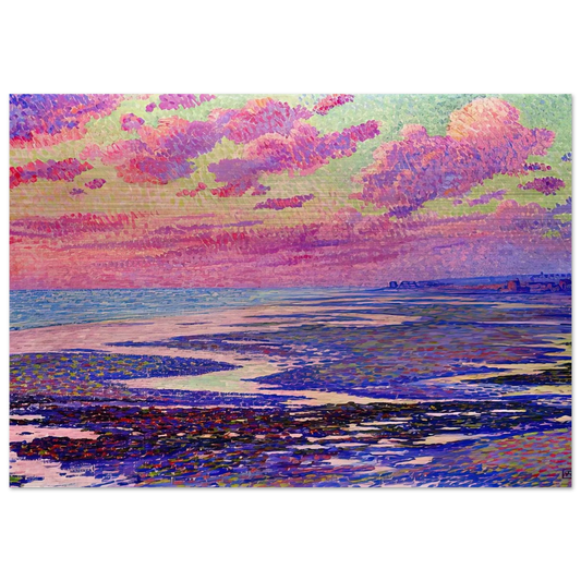 THE BEACH AT AMBLETEUSE AT LOW TIDE 1900 - Theo van Rysselberghe Brushed Aluminum Print - 70x100 cm / 28x40 inches | Theo van Rysselberghe Aluminum Print | Theo van Rysselberghe Prints