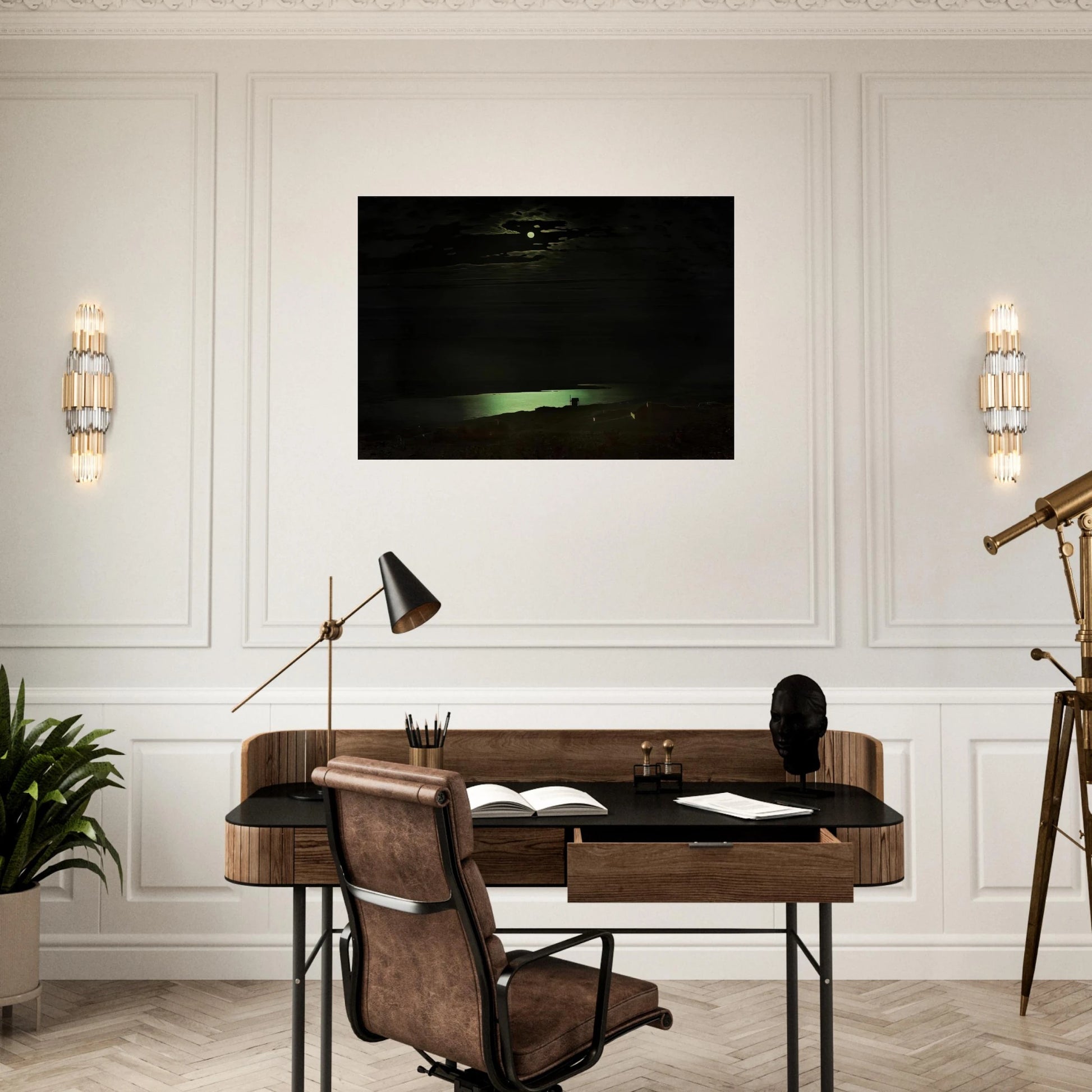 Moonlight Night on the Dnieper - Arkhyp Kuindzhi Brushed Aluminum Print - 70x100 cm / 28x40 inches | Arkhyp Kuindzhi Aluminum Print | Arkhyp Kuindzhi Prints