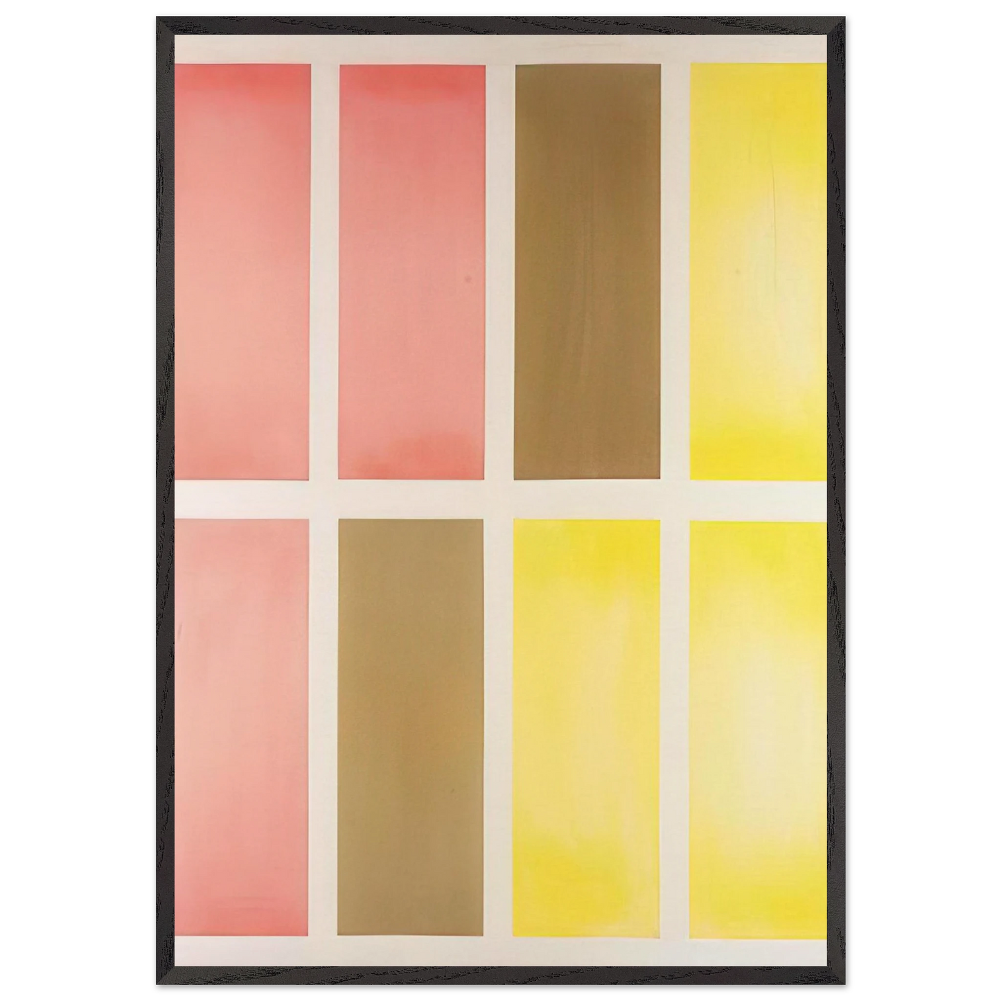 Untitled Red Brown and Yellow - Abstract Expressionism - Mark Lancaster 70x100 cm / 28x40 inches Framed Art Print – Black Wooden Frame