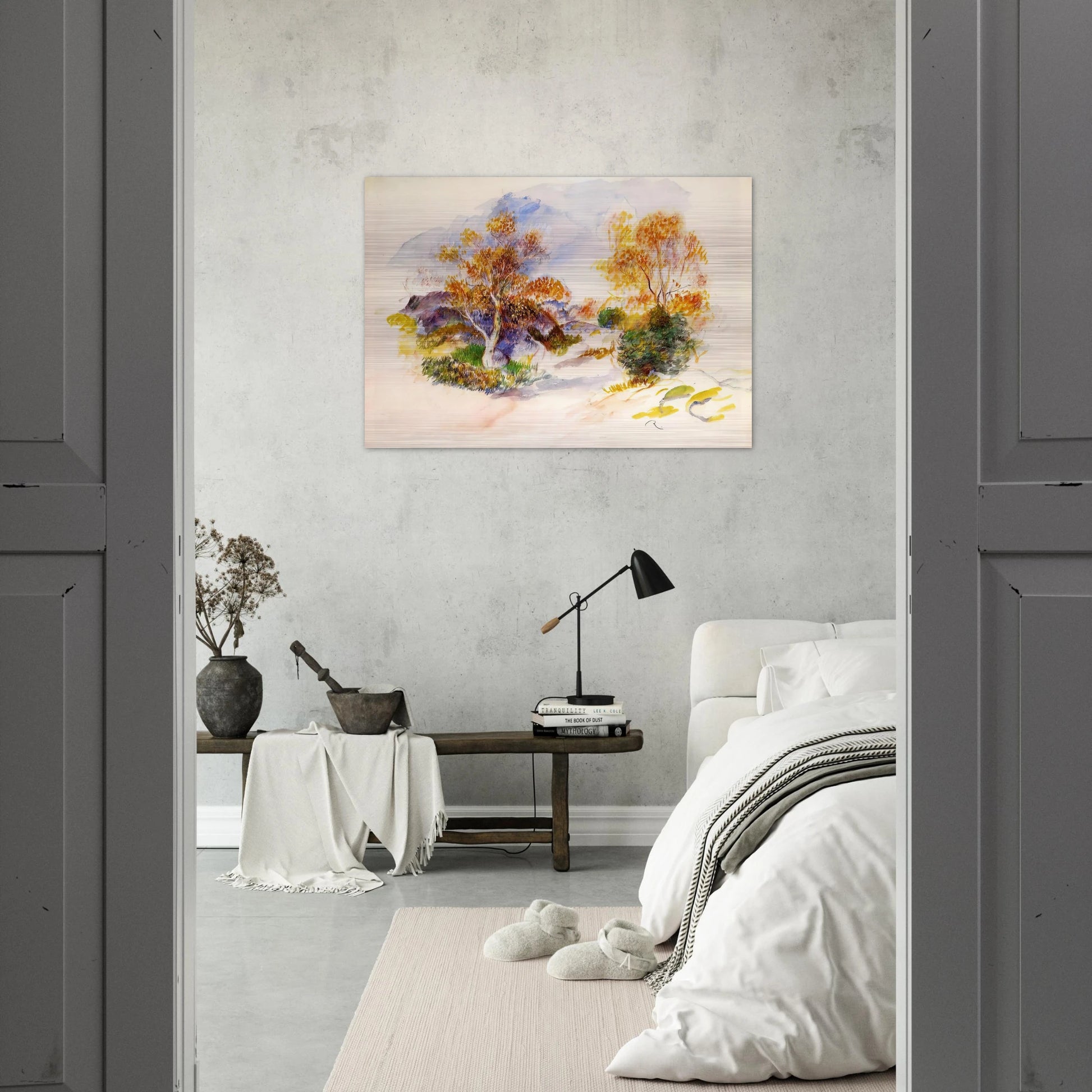 Landscape with Trees - Pierre-Auguste Renoir Brushed Aluminum Print - 70x100 cm / 28x40 inches | Pierre-Auguste Renoir Aluminum Print | Pierre-Auguste Renoir Prints