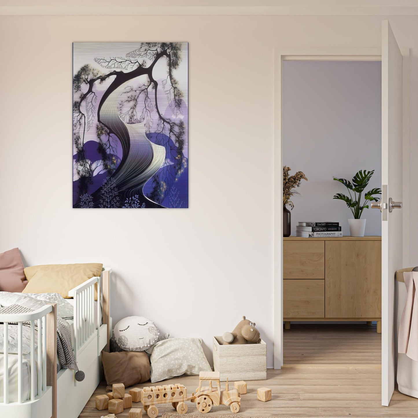 Bonsai - Eyvind Earle Brushed Aluminum Print - 70x100 cm / 28x40 inches | Eyvind Earle Aluminum Print | Eyvind Earle Prints