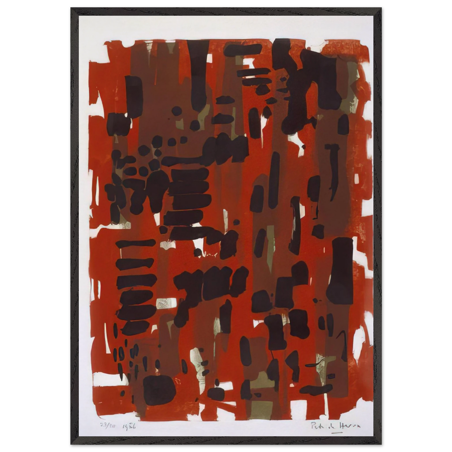 Red Garden - 1956 - Patrick Heron 70x100 cm / 28x40 inches Framed Art Print – Black Wooden Frame