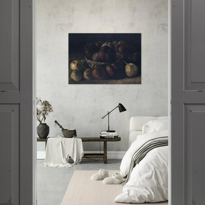 Still life with a basket of apples - Vincent van Gogh Brushed Aluminum Print - 70x100 cm / 28x40 inches | Vincent van Gogh Aluminum Print | Vincent van Gogh Prints