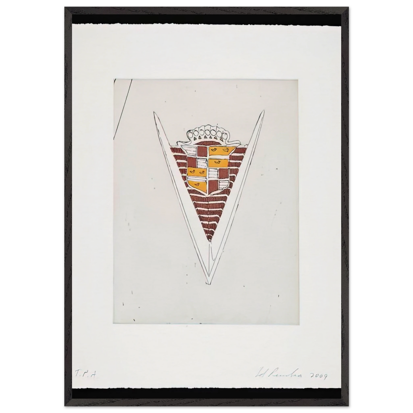 CADILLAC MOTOR CITY SERIES 2009 - Edward Ruscha 70x100 cm / 28x40 inches Framed Art Print – Black Wooden Frame