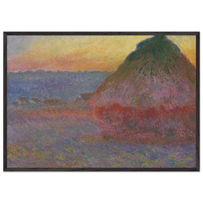 Grainstack in the Sunlight - claude monet 70x100 cm / 28x40 inches Framed Art Print – Black Wooden Frame