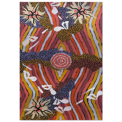 Womans Dreaming - 2000 - Clifford Possum Tjapaltjarri Brushed Aluminum Print - 70x100 cm / 28x40 inches | Clifford Possum Tjapaltjarri Aluminum Print | Clifford Possum Tjapaltjarri Prints