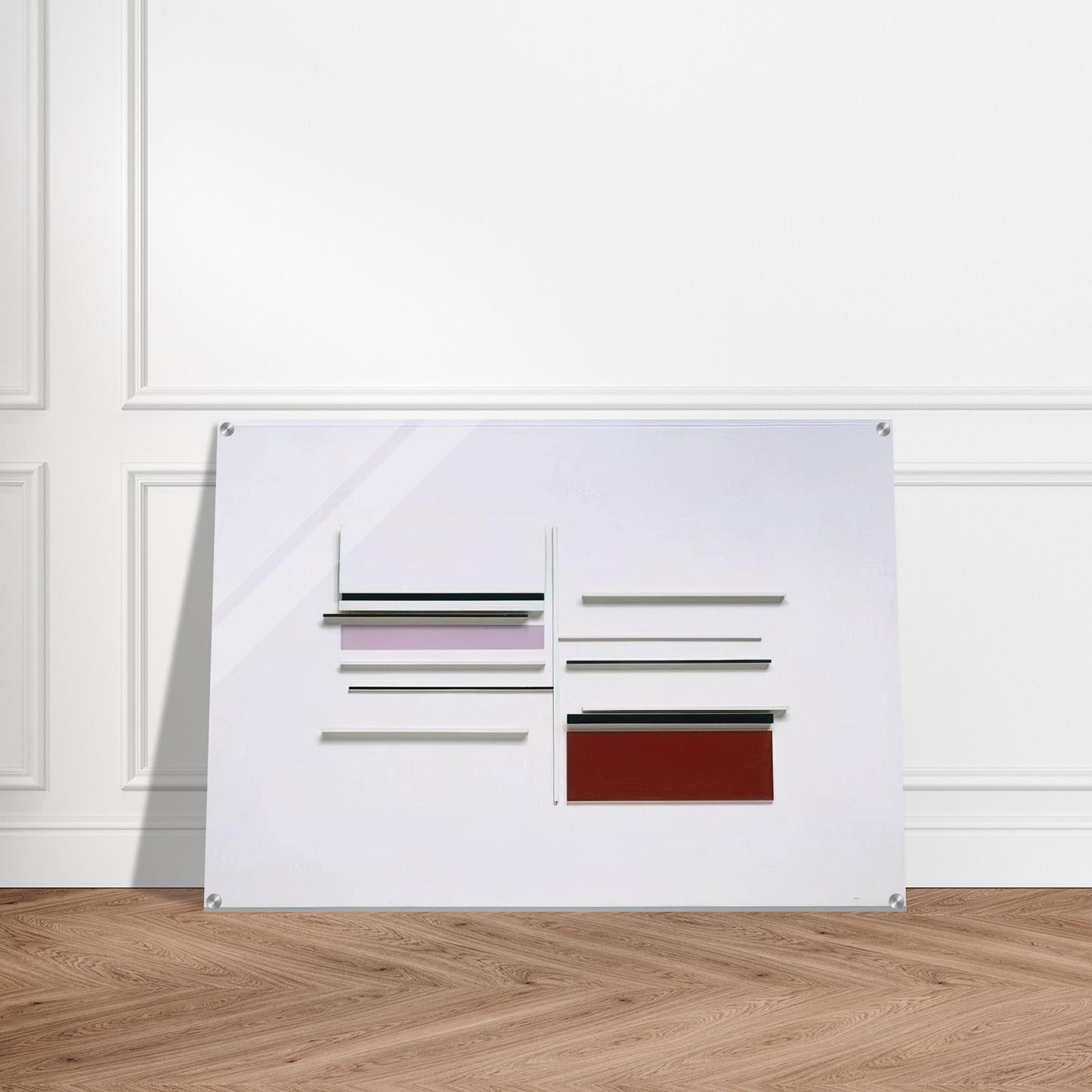 ABSTRACT IN WHITE BLACK INDIAN AND LILAC 1957 - Victor Pasmore Acrylic Print - 70x100 cm / 28x40″ inches