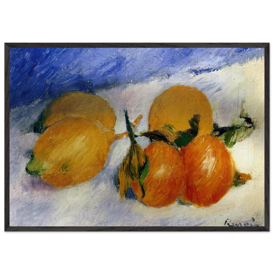 Still Life with Lemons and Oranges - Pierre-Auguste Renoir 70x100 cm / 28x40 inches Framed Art Print – Black Wooden Frame