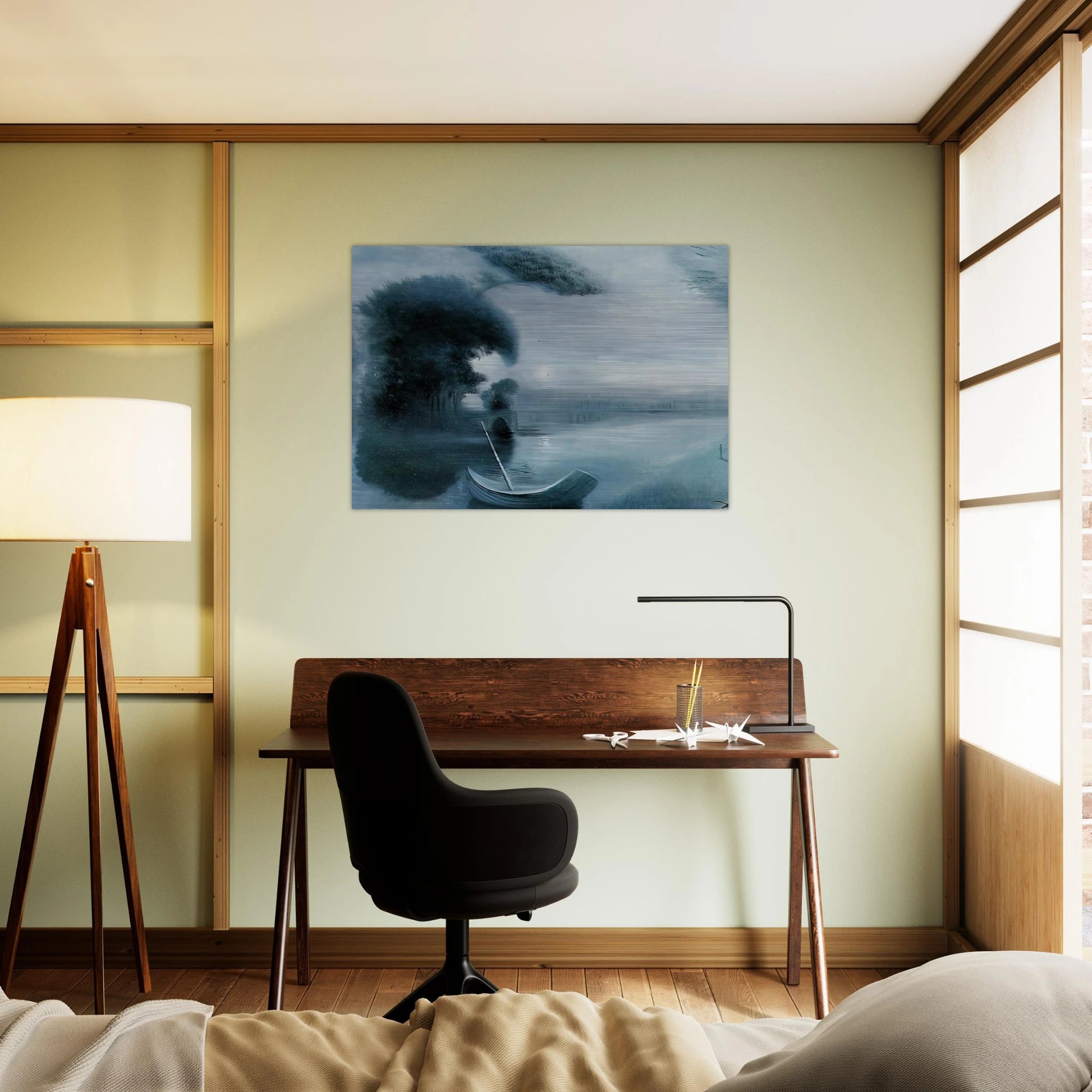 METAMORPHOSIS OF HITLER S FACE INTO A MOONLIT LANDSCAPE WITH ACCOMPANIMENT - Salvador Dali Brushed Aluminum Print - 70x100 cm / 28x40 inches | Salvador Dali Aluminum Print | Salvador Dali Prints