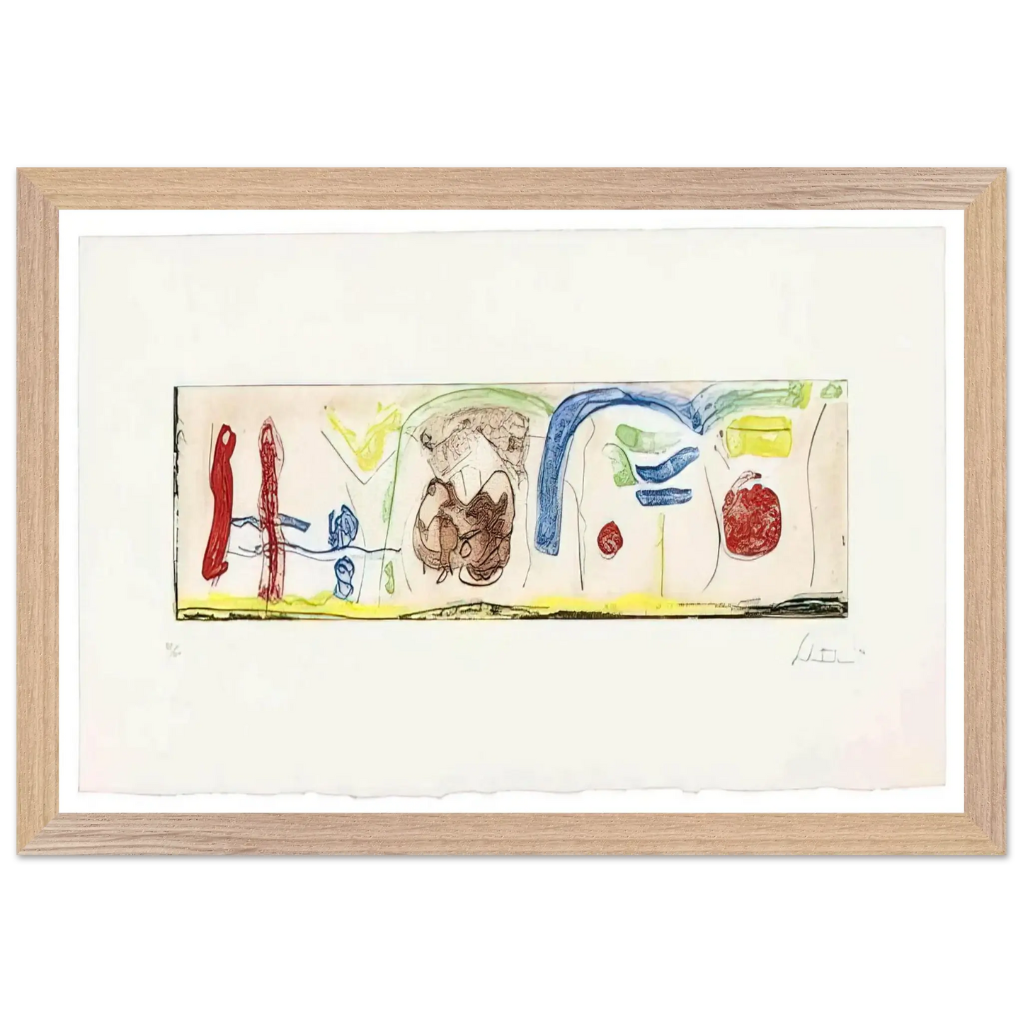 Helen Frankenthaler - Bridges - 1996 Wall art - 30x45 cm / 12x18 Inches - Premium Wooden Framed Poster With Fine Art Paper - Black frame