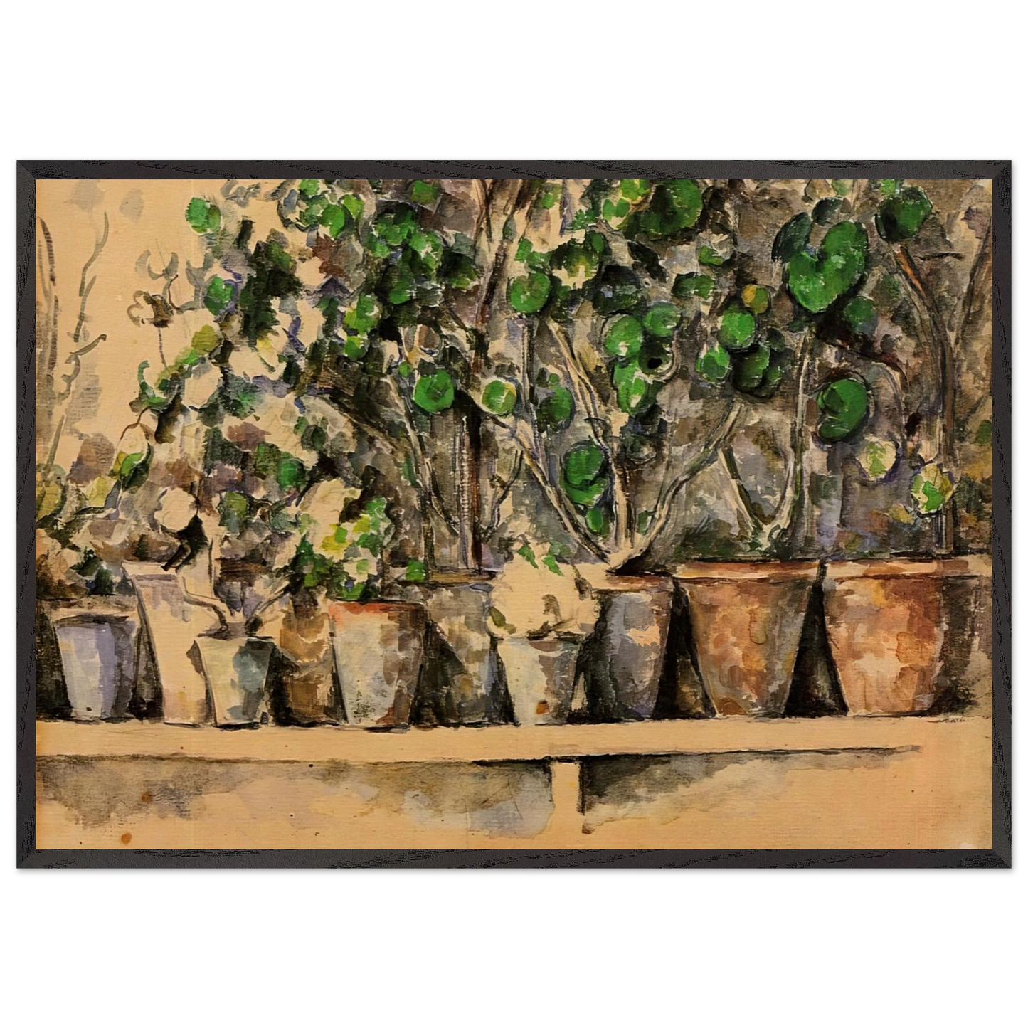 Flower Pots - Paul Cezanne 70x100 cm / 28x40 inches Framed Art Print – Black Wooden Frame