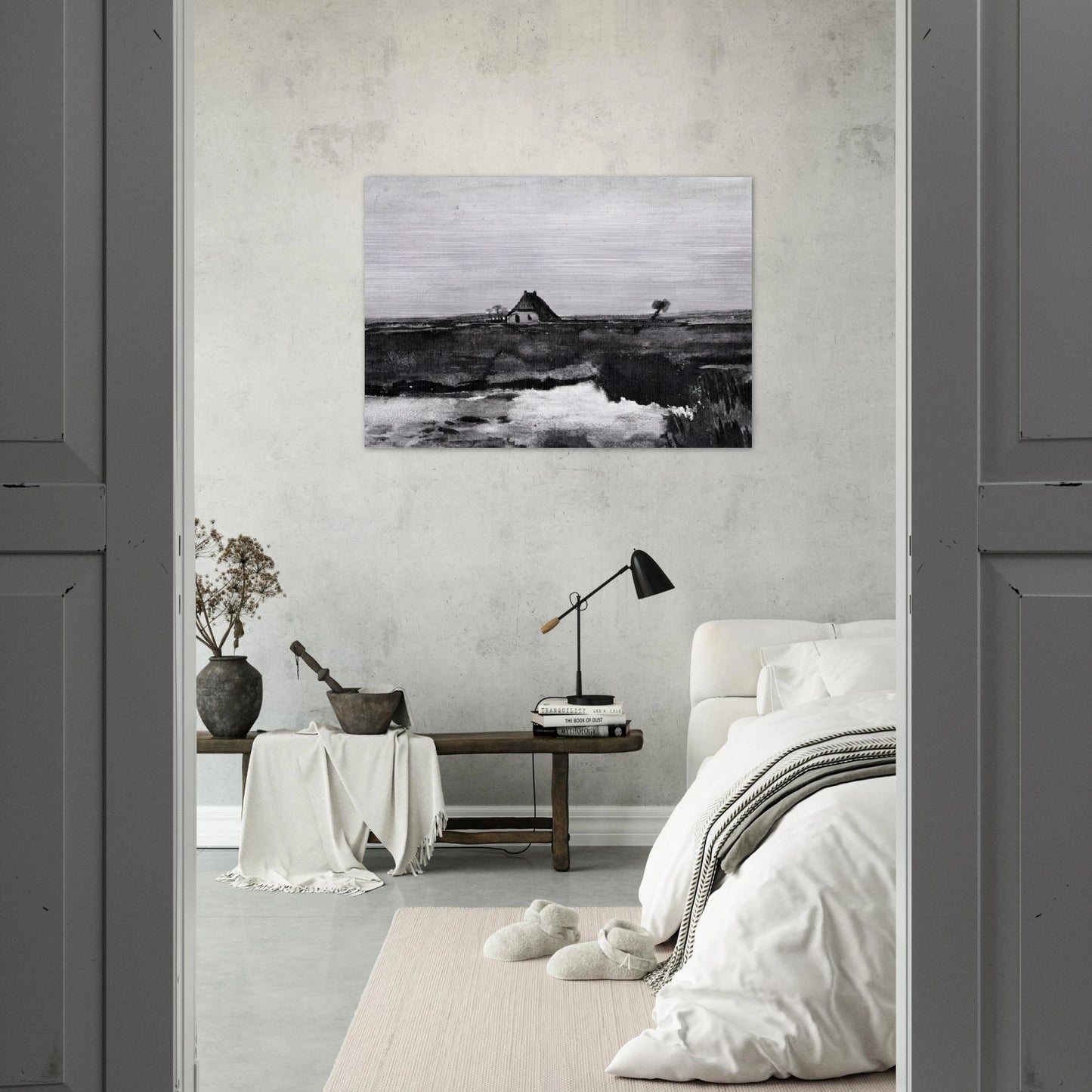 Landscape with a Farm - Vincent van Gogh Brushed Aluminum Print - 70x100 cm / 28x40 inches | Vincent van Gogh Aluminum Print | Vincent van Gogh Prints