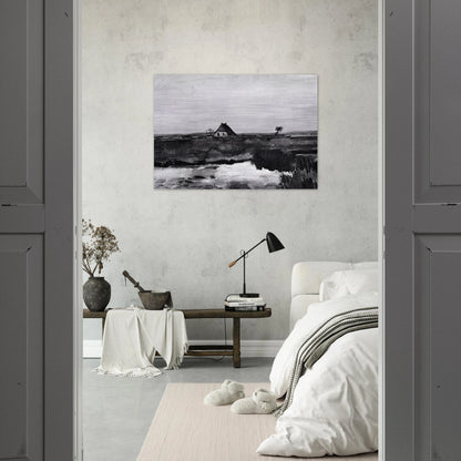 Landscape with a Farm - Vincent van Gogh Brushed Aluminum Print - 70x100 cm / 28x40 inches | Vincent van Gogh Aluminum Print | Vincent van Gogh Prints