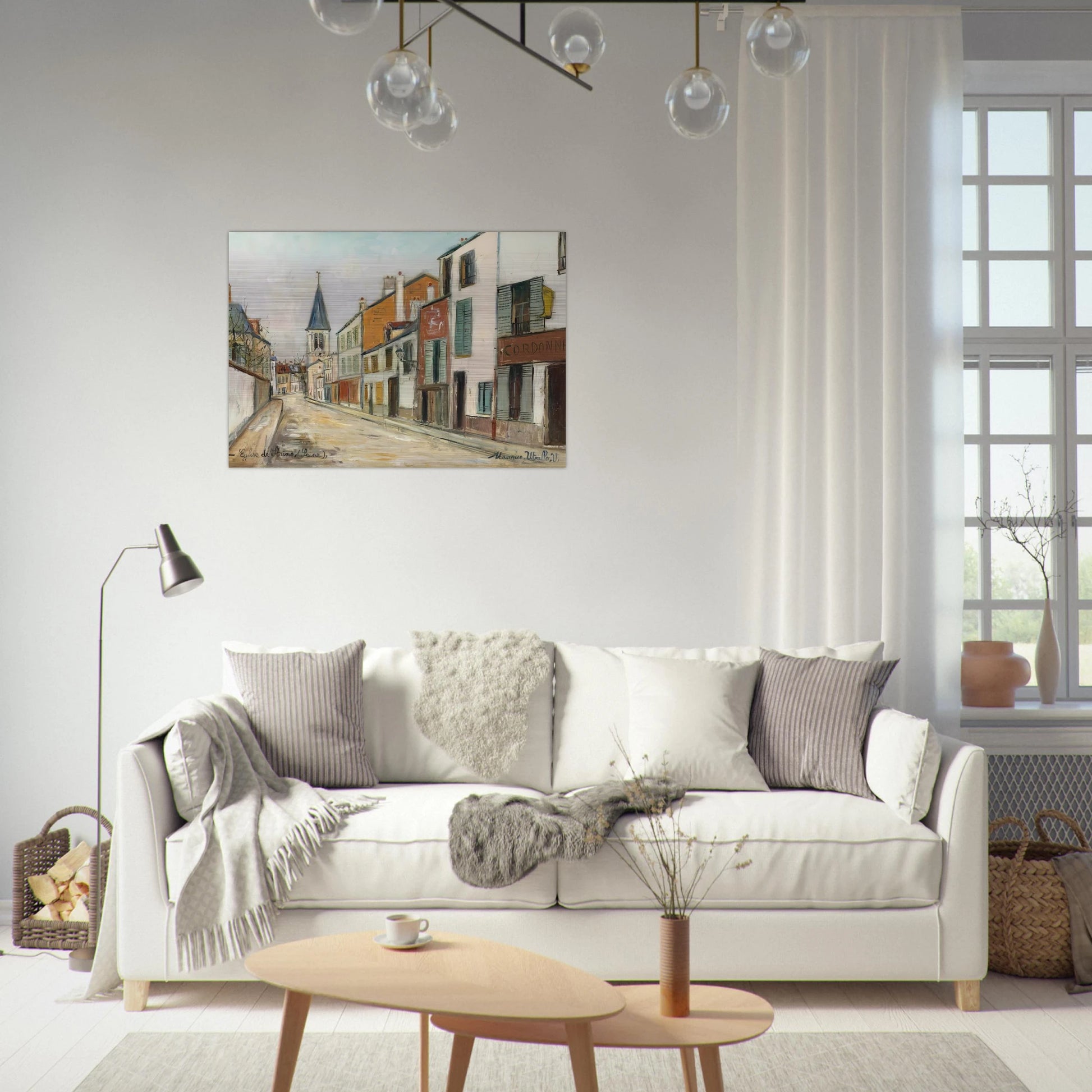 RUE JEAN DURAND ET LEGLISE STAINS SEINE SAINT DENIS 1940 - Maurice Utrillo Brushed Aluminum Print - 70x100 cm / 28x40 inches | Maurice Utrillo Aluminum Print | Maurice Utrillo Prints