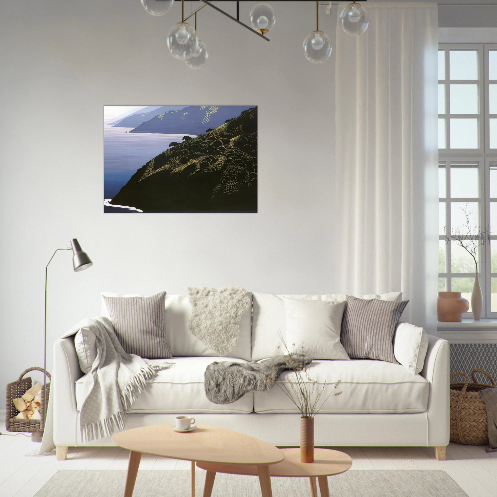 Big Sur Calm - Eyvind Earle Brushed Aluminum Print - 70x100 cm / 28x40 inches | Eyvind Earle Aluminum Print | Eyvind Earle Prints