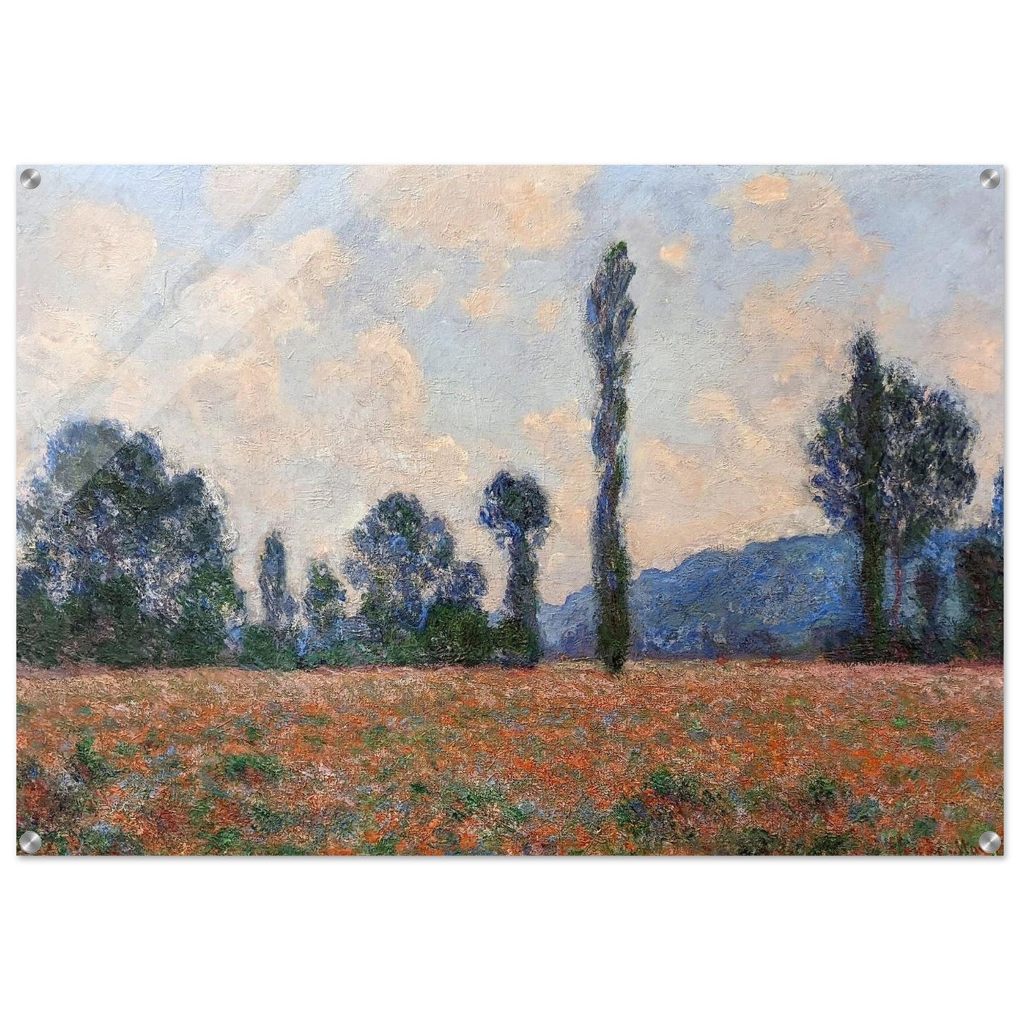 Poppy Field in Giverny 03 - claude monet Acrylic Print - 70x100 cm / 28x40″ inches | claude monet Wall Art | claude monet Prints