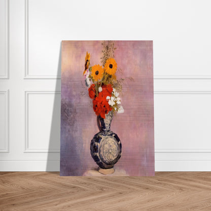 BOUQUET OF FLOWERS IN A BLUE VASE 2 - Odilon Redon Brushed Aluminum Print - 70x100 cm / 28x40 inches | Odilon Redon Aluminum Print | Odilon Redon Prints