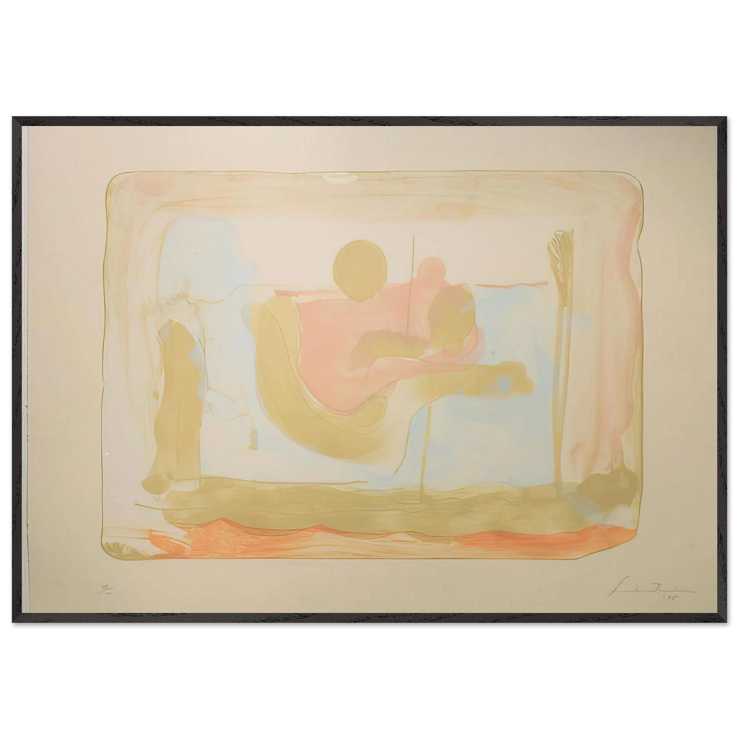 Helen Frankenthaler - Reflections I - 1995 Wall art - 20x25 cm / 8x10 inches - Premium Wooden Framed Poster With Fine Art Paper-canvas - Black frame