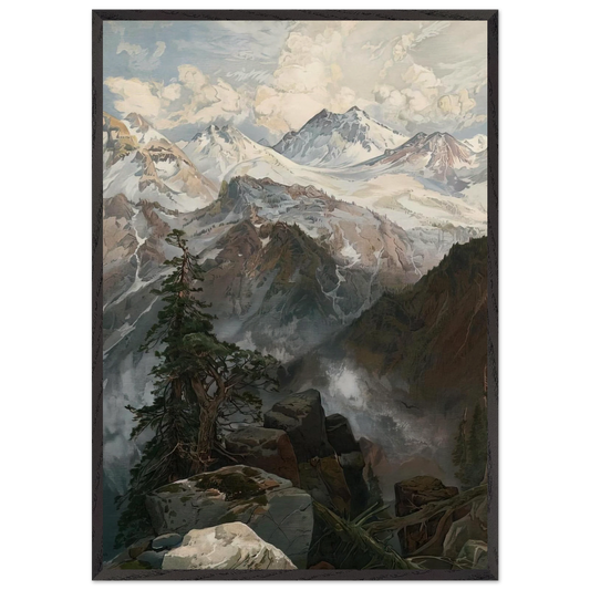 Summit of the Sierras Nevada - Thomas Moran 70x100 cm / 28x40 inches Framed Art Print – Black Wooden Frame