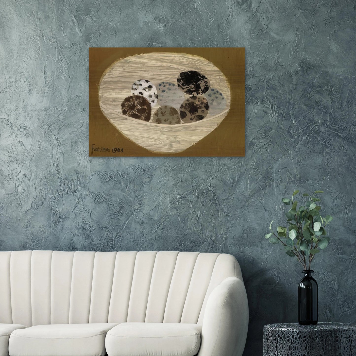 Quail Eggs - 1983 - Mary Fedden Brushed Aluminum Print - 70x100 cm / 28x40 inches | Mary Fedden Aluminum Print | Mary Fedden Prints