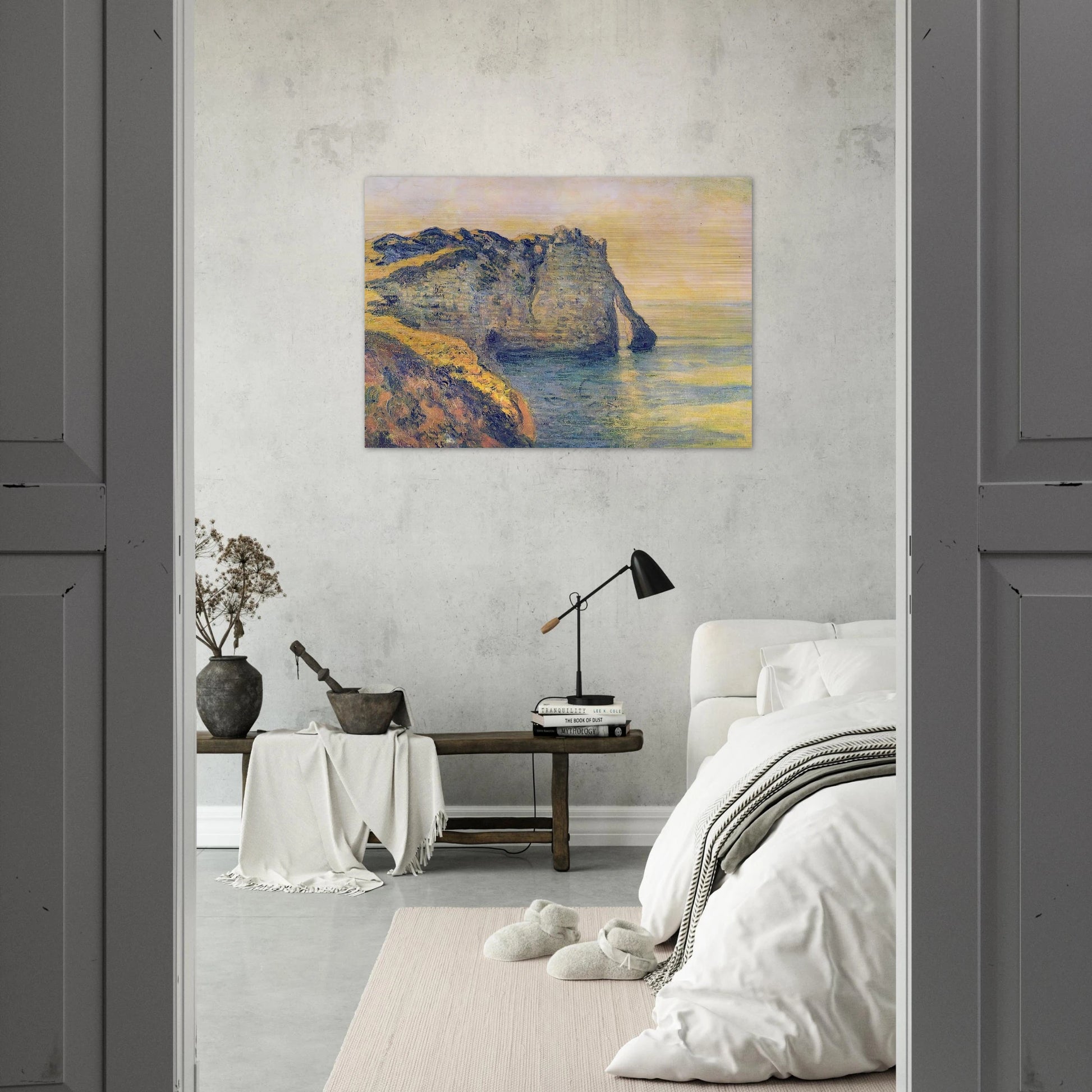 Cliffs of the Porte d'Aval - claude monet Brushed Aluminum Print - 70x100 cm / 28x40 inches | claude monet Aluminum Print | claude monet Prints