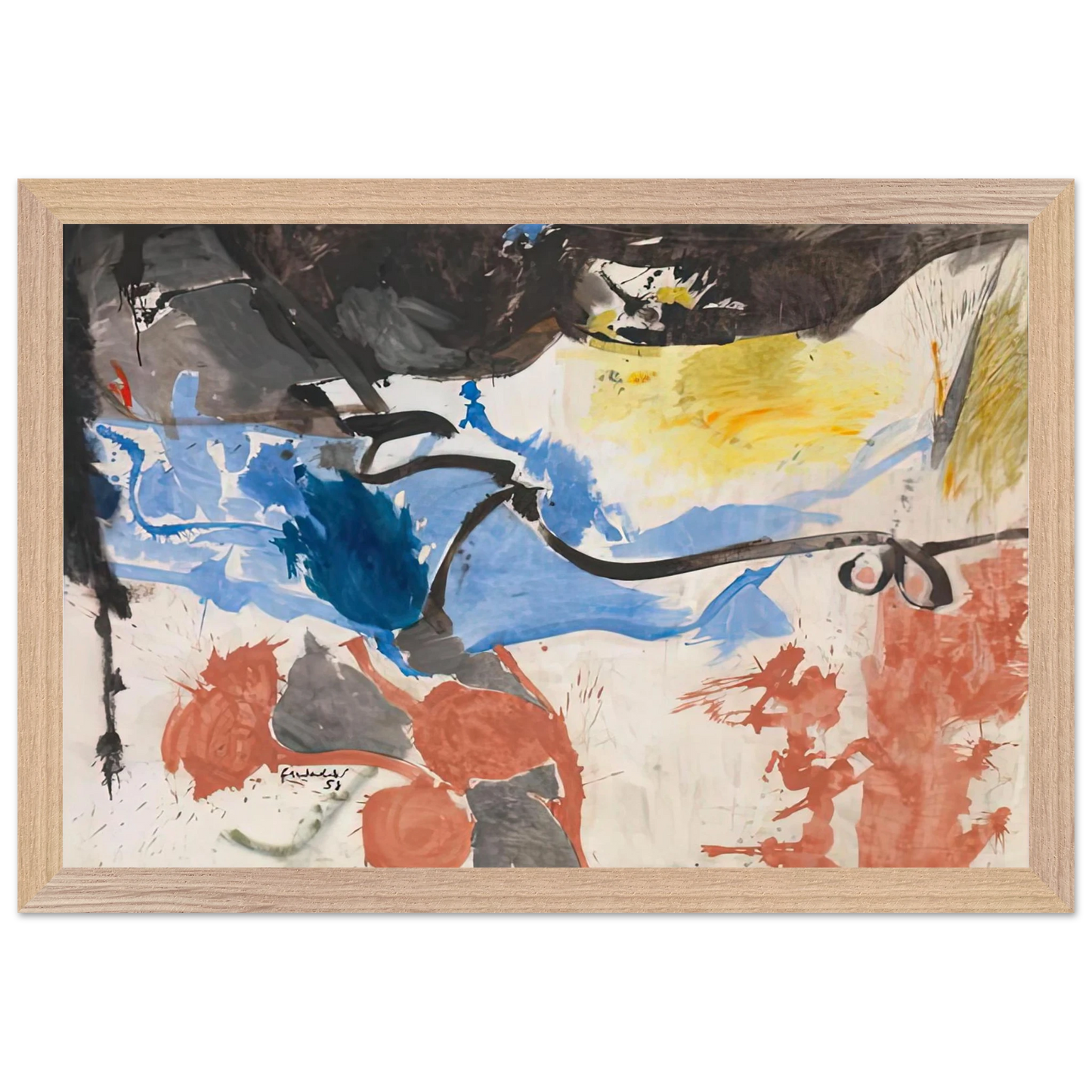 Helen Frankenthaler - Hotel Cro-Magnon, 1958- Wall Art - 60x80 cm / 24x32 inches - Fine Art Poster-canvas - -