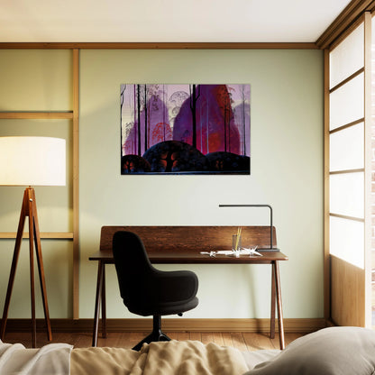 Mauve, Red and Purple - Eyvind Earle Brushed Aluminum Print - 70x100 cm / 28x40 inches | Eyvind Earle Aluminum Print | Eyvind Earle Prints