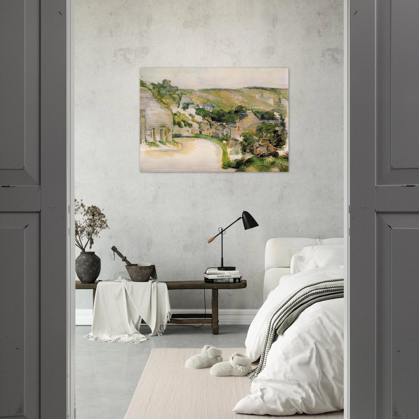 A Turn in the Road at La Roche-Guyon - Paul Cézanne Brushed Aluminum Print - 70x100 cm / 28x40 inches | Paul Cézanne Aluminum Print | Paul Cézanne Prints
