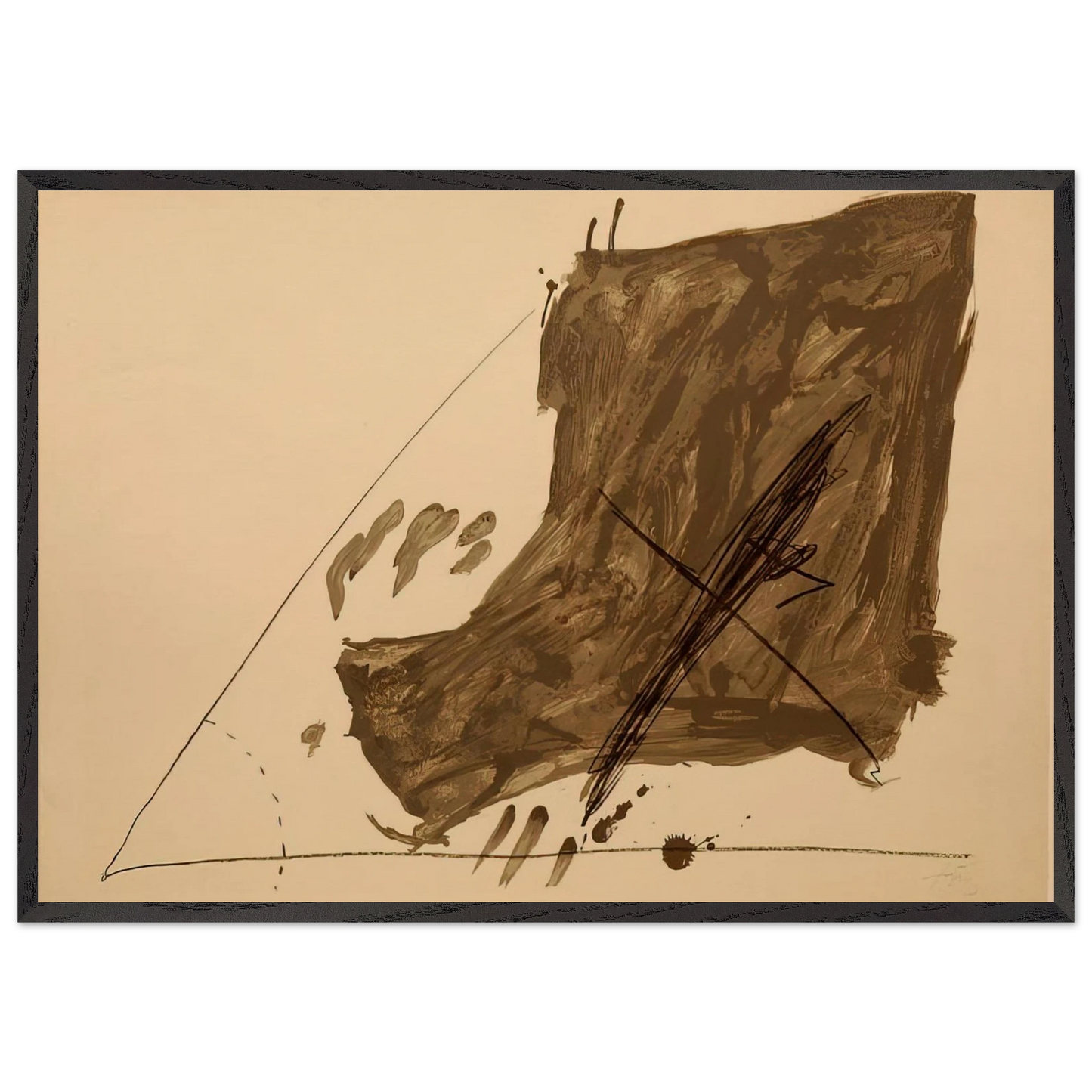 ANGLE ET TACHES 1968 - Antoni Tapies 70x100 cm / 28x40 inches Framed Art Print – Black Wooden Frame