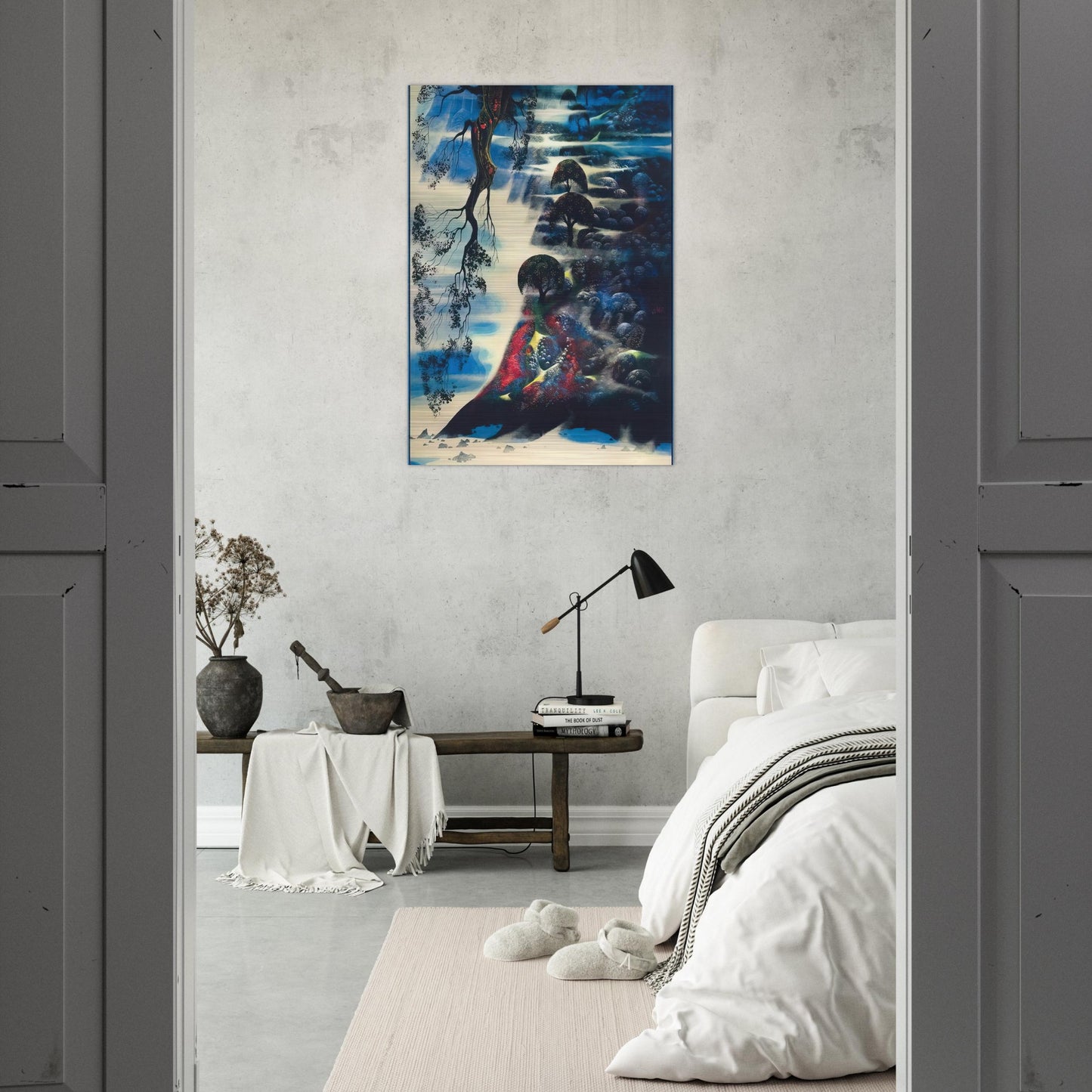 Summer Morning Mist - Eyvind Earle Brushed Aluminum Print - 70x100 cm / 28x40 inches | Eyvind Earle Aluminum Print | Eyvind Earle Prints
