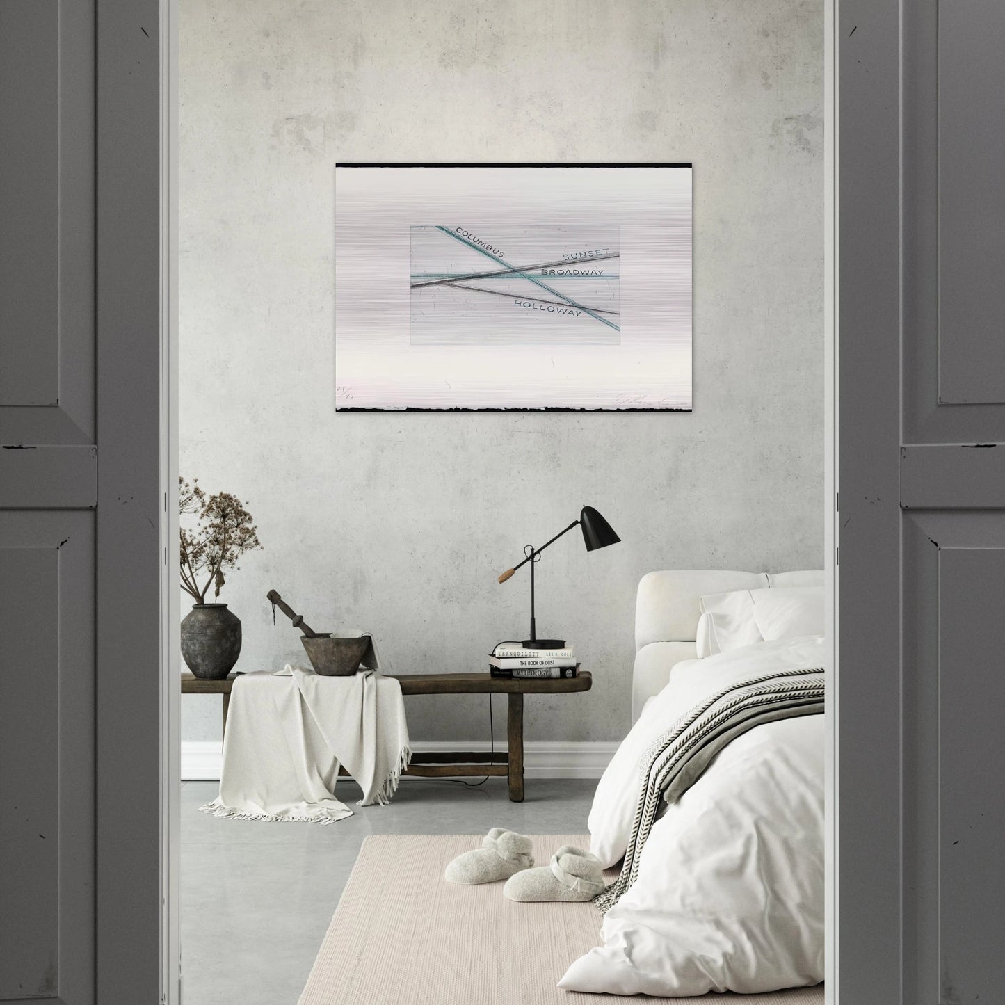 SUNSET FROM LOS FRANCISCO SAN ANGELES PORTFOLIO - Edward Ruscha Brushed Aluminum Print - 70x100 cm / 28x40 inches | Edward Ruscha Aluminum Print | Edward Ruscha Prints